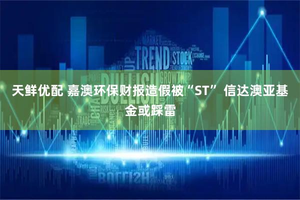 天鲜优配 嘉澳环保财报造假被“ST” 信达澳亚基金或踩雷