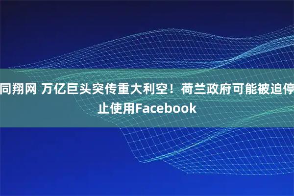 同翔网 万亿巨头突传重大利空！荷兰政府可能被迫停止使用Facebook