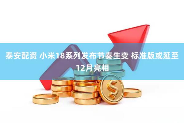 泰安配资 小米18系列发布节奏生变 标准版或延至12月亮相